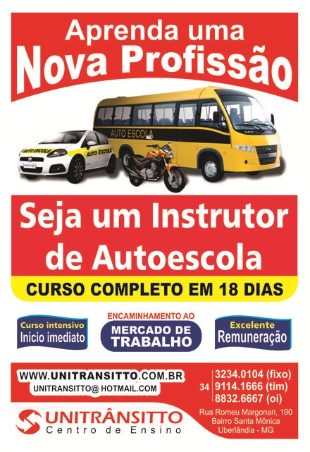 UNITRÂNSITTO - CURSO INSTRUTOR DE AUTO ESCOLA EM UBERLÂNDIA
