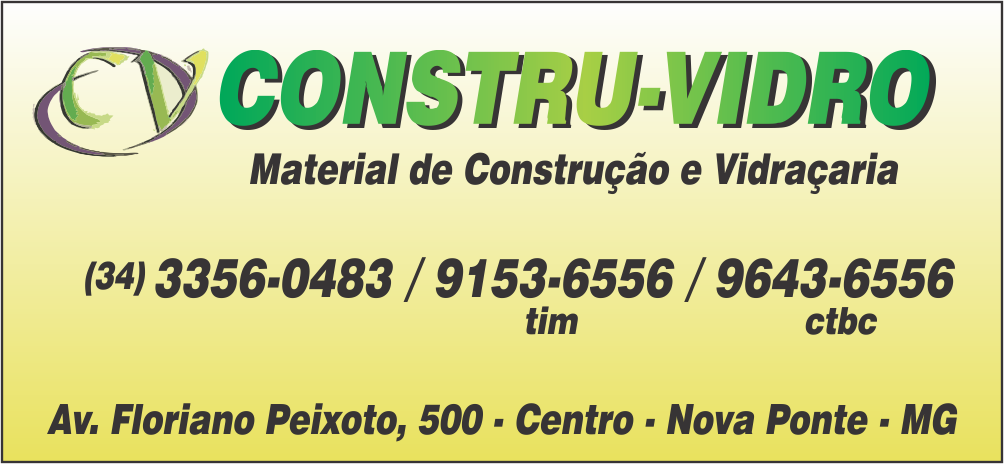 CONSTRU-VIDRO MATERIAIS DE CONSTRUÇÃO E VIDRAÇARIA EM NOVA PONTE