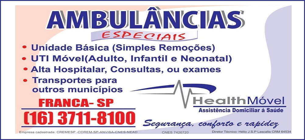 AMBULÂNCIAS ESPECIAIS - UTI MÓVEL EM FRANCA