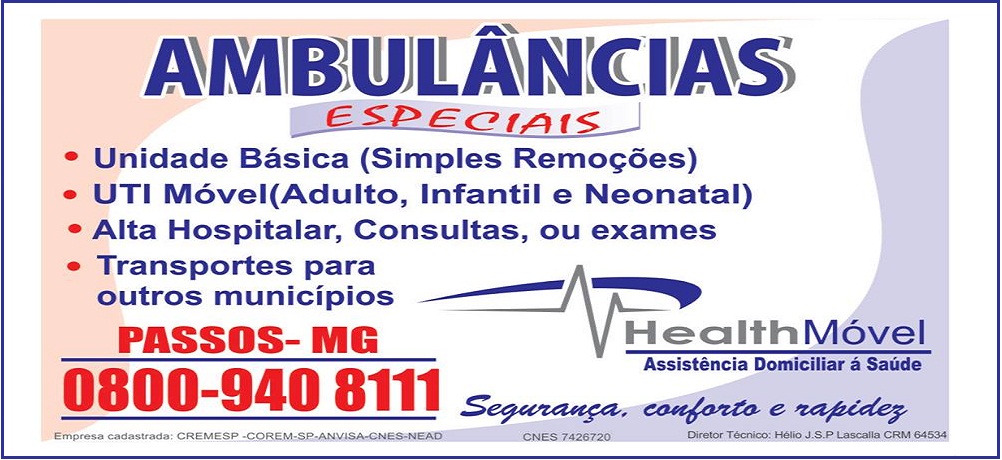 AMBULÂNCIAS ESPECIAIS - UTI MÓVEL EM PASSOS