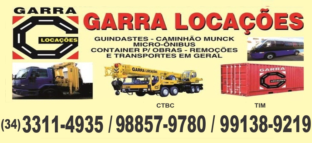 GARRA LOCAÇÕES - LOCAÇÃO DE CAMINHÃO MUNCK EM UBERABA