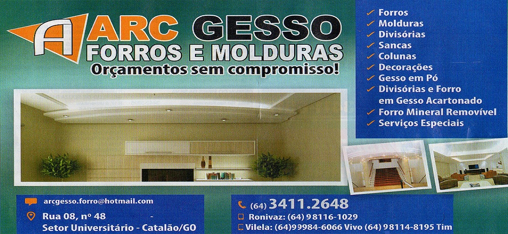 ARC GESSO - FORROS E MOLDURAS EM CATALÃO