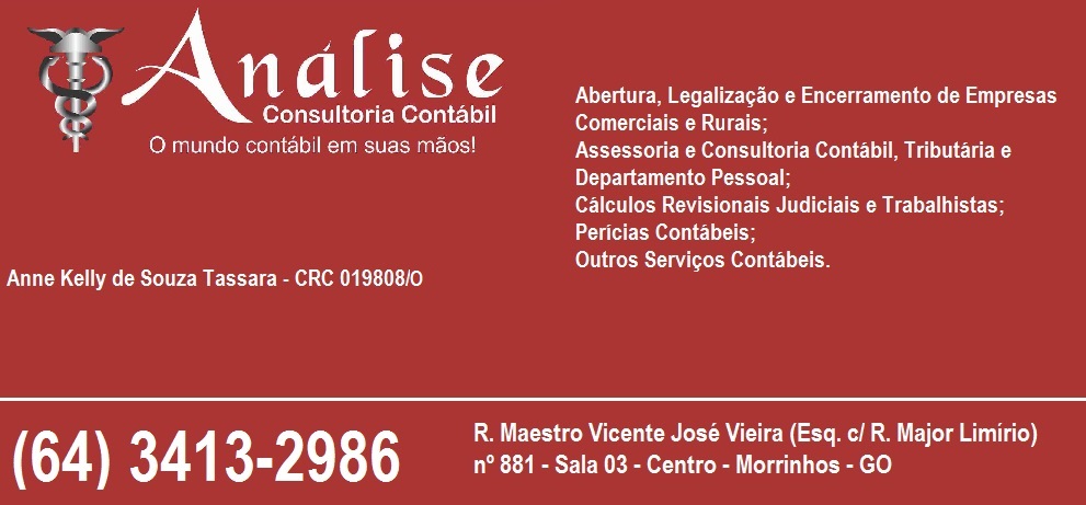 ANÁLISE CONSULTORIA CONTÁBIL - ESCRITÓRIO DE CONTABILIDADE EM MORRINHOS