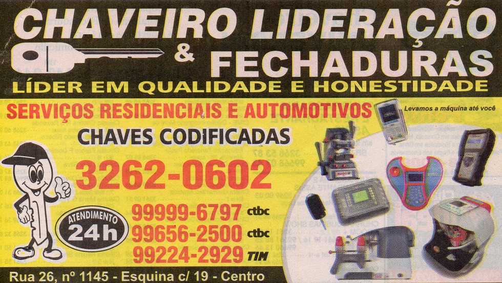 CHAVEIRO E FECHADURAS LIDERAÇÃO - CHAVES CODIFICADAS EM ITUIUTABA