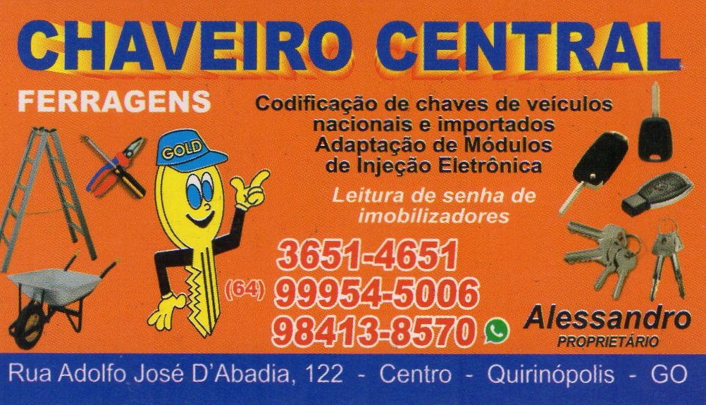 CHAVEIRO CENTRAL - CHAVEIRO EM QUIRINÓPOLIS