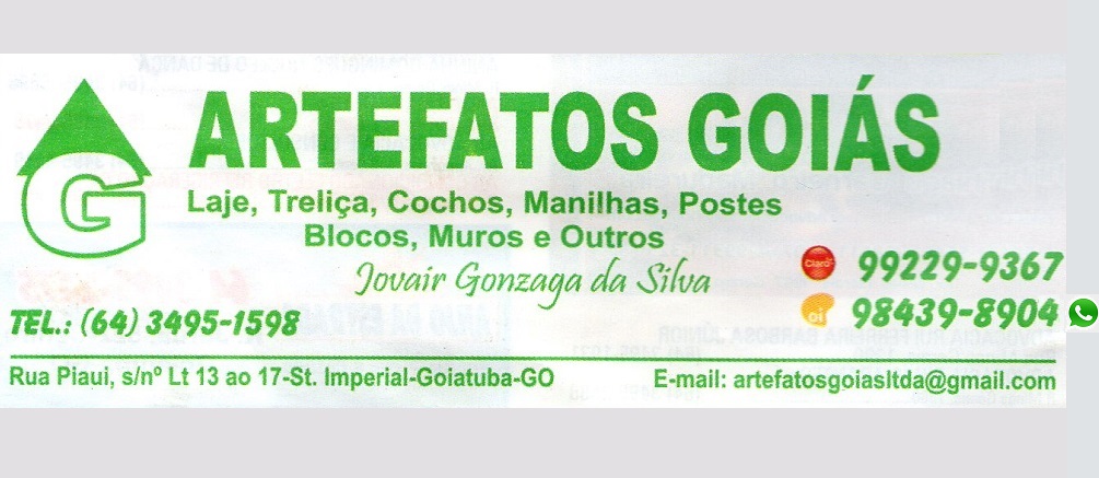 ARTEFATOS GOIÁS - PRÉ MOLDADOS EM GOIATUBA