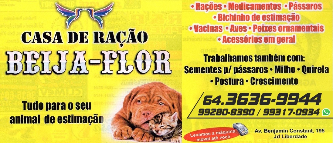 CASA DE RAÇÃO BEIJA-FLOR - DISK RAÇÃO EM JATAÍ