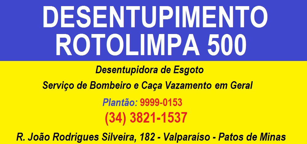 DESENTUPIMENTO ROTOLIMPA 500 - DESENTUPIDORA EM PATOS DE MINAS