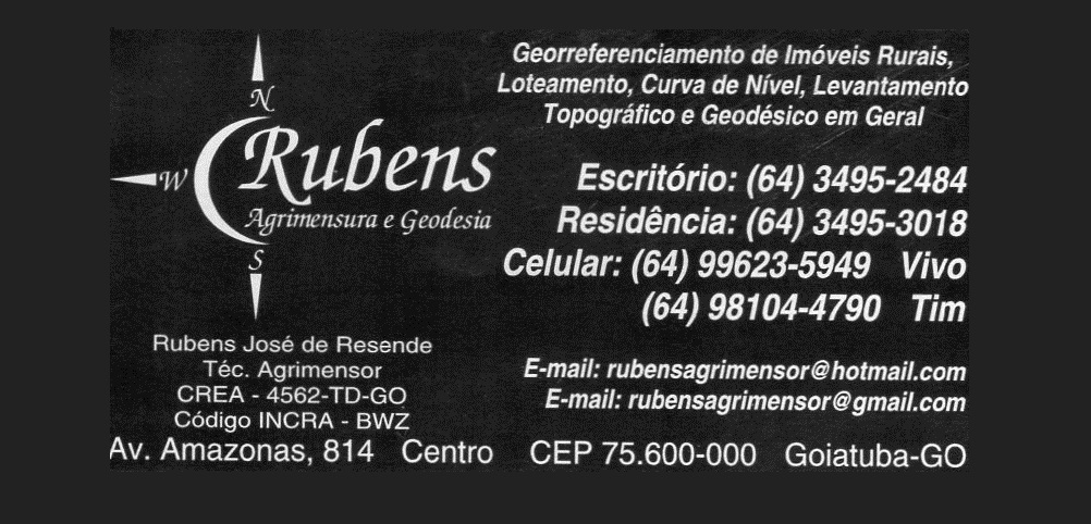 RUBENS AGRIMENSURA EM GOIATUBA