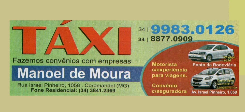 MANOEL DE MOURA - TÁXI EM COROMANDEL